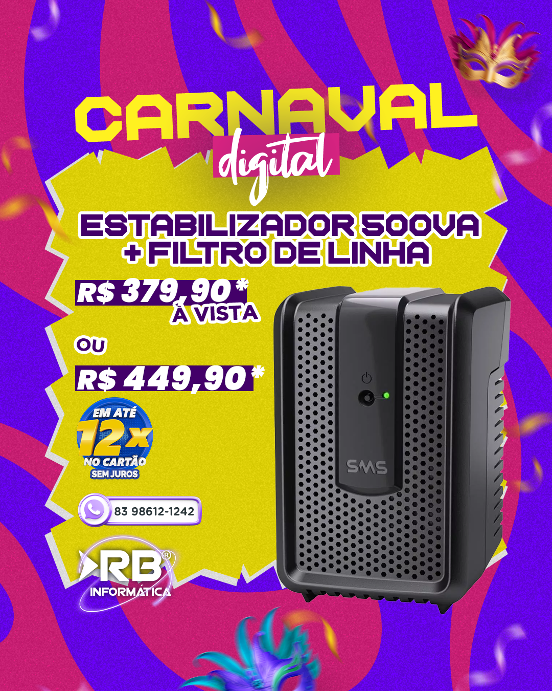 Estabilizador 500VA + Filtro de Linha