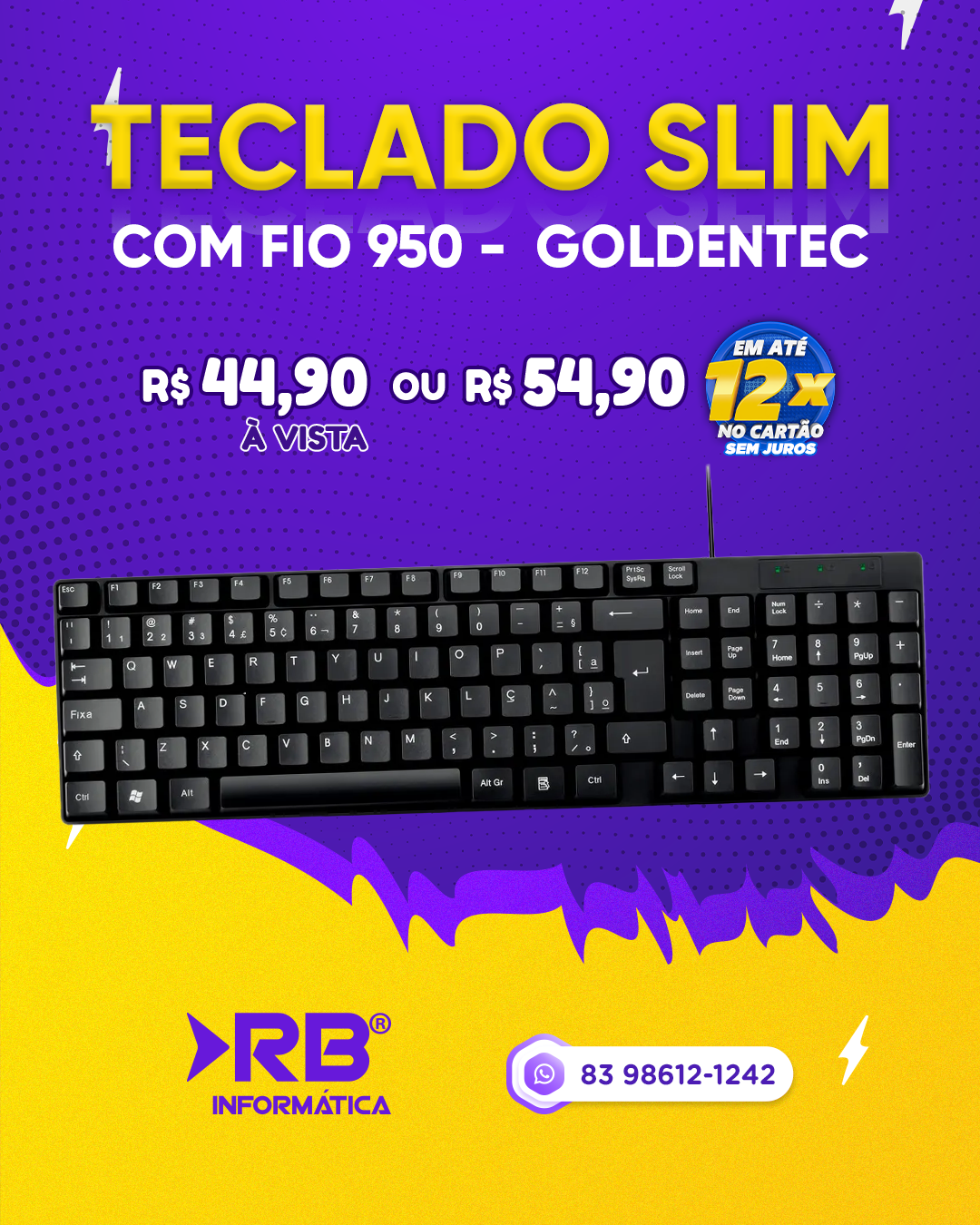 Teclado Slim com Fio 950 – Goldentec