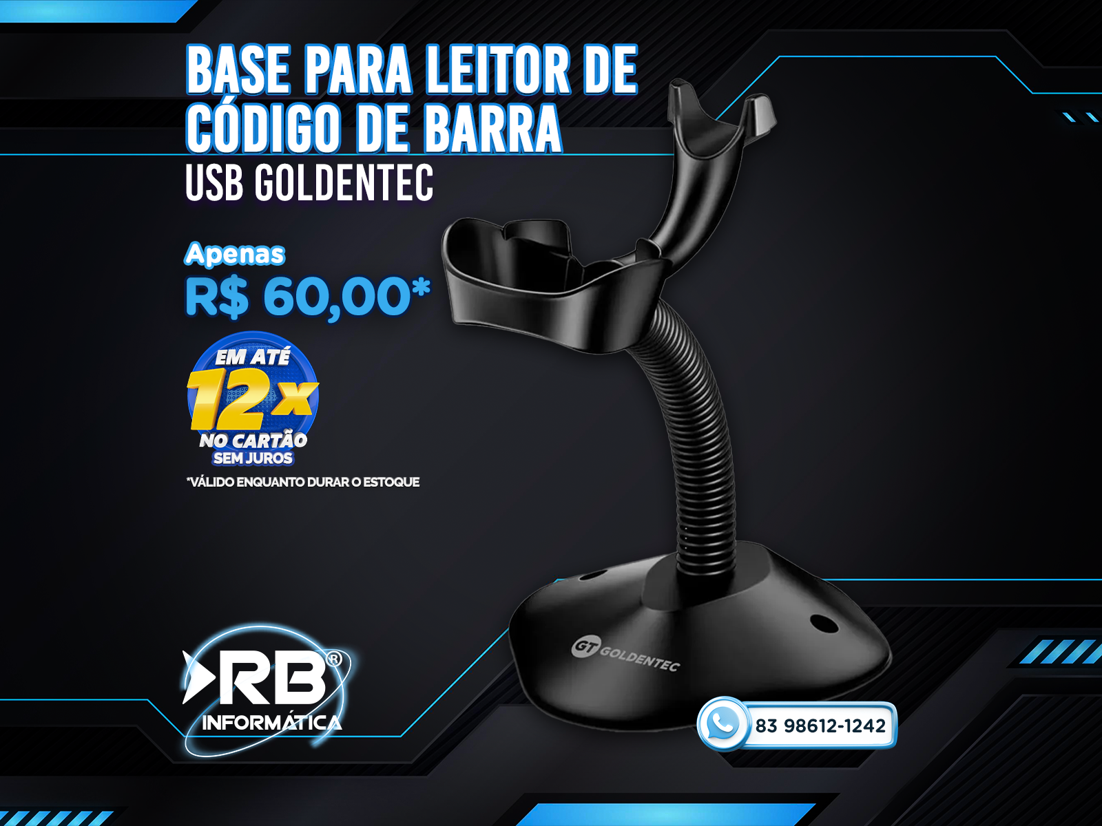 Base para Leitor de Código de Barra USB Goldentec