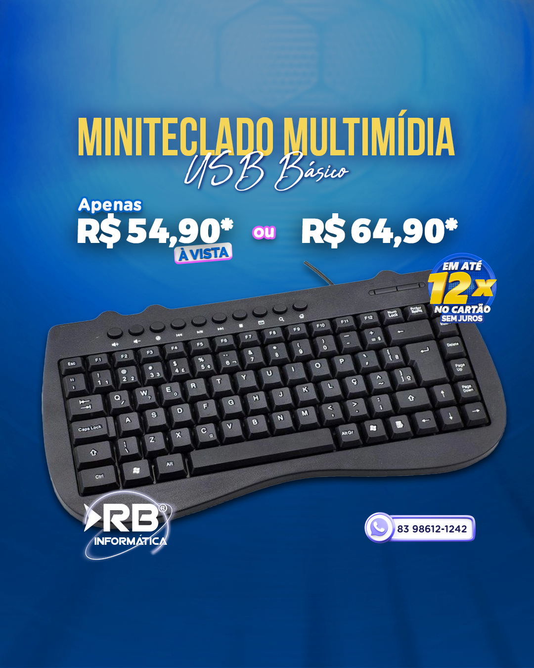 Miniteclado Multimídia USB Básico