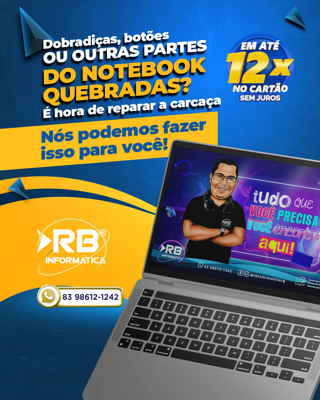 Dobradiças, botões ou outras partes do notebook quebradas? É hora de reparar a carcaça. Nós podemos fazer isso para você!