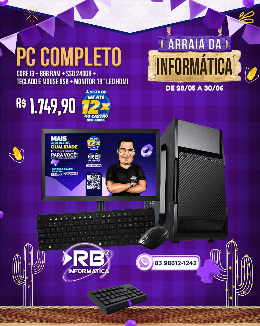 PC Completo Core i3 8GB RAM