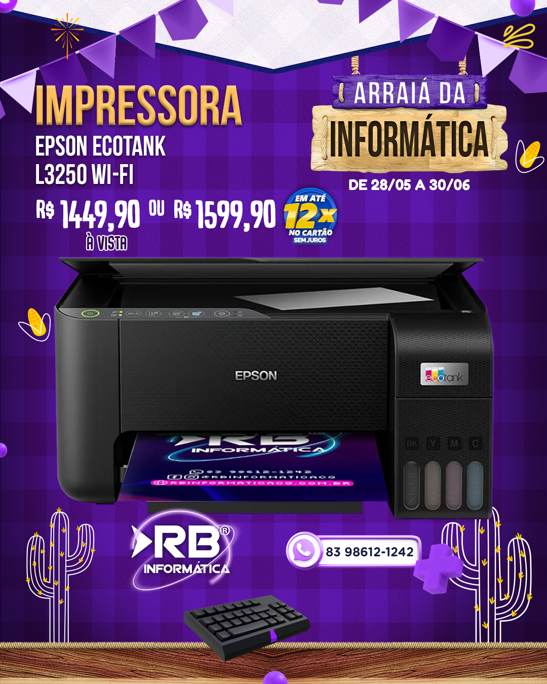 Impressora EPSON ECOTANK L3250 Wi-Fi