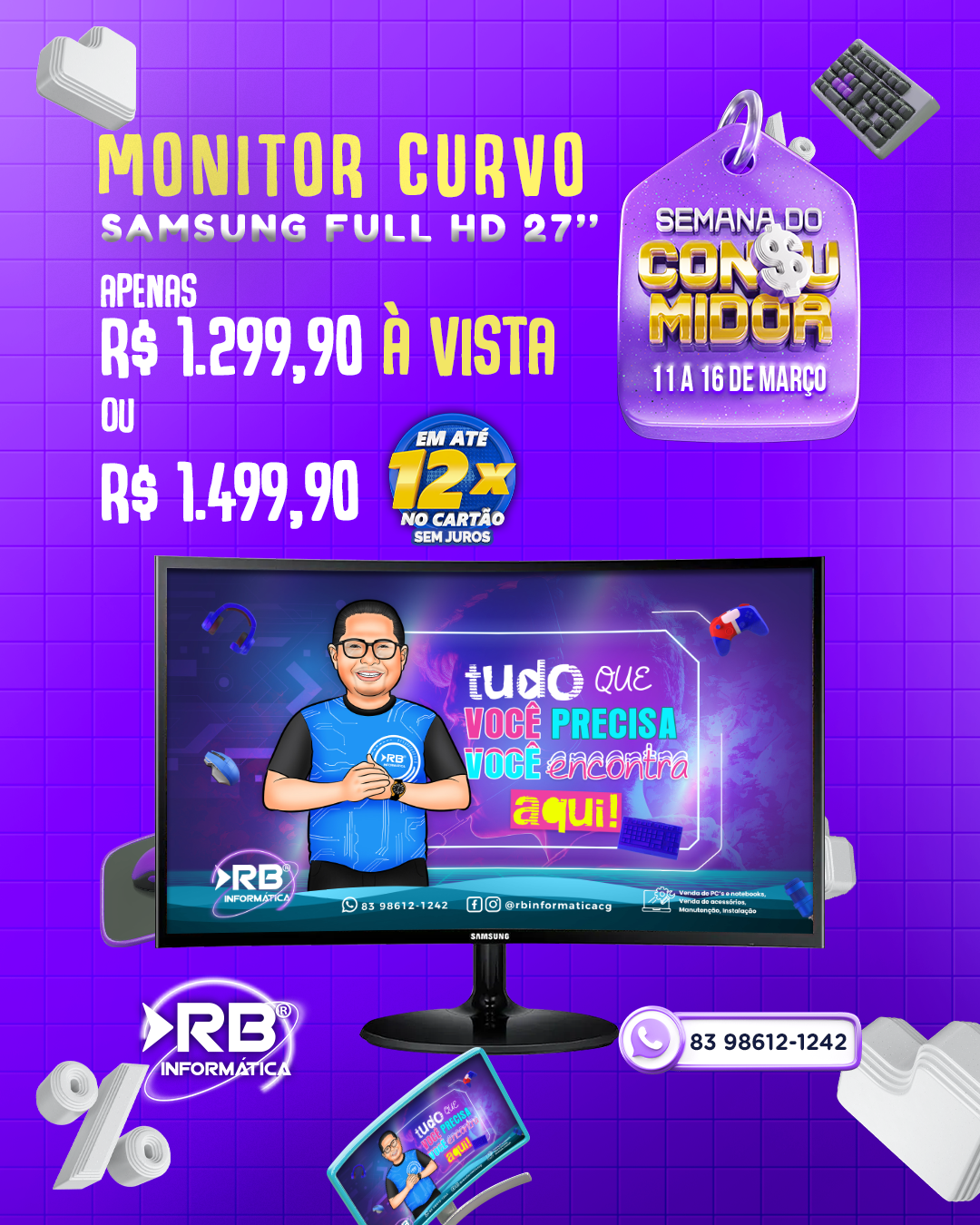 Monitor Curvo SAMSUNG FULL HD 27"