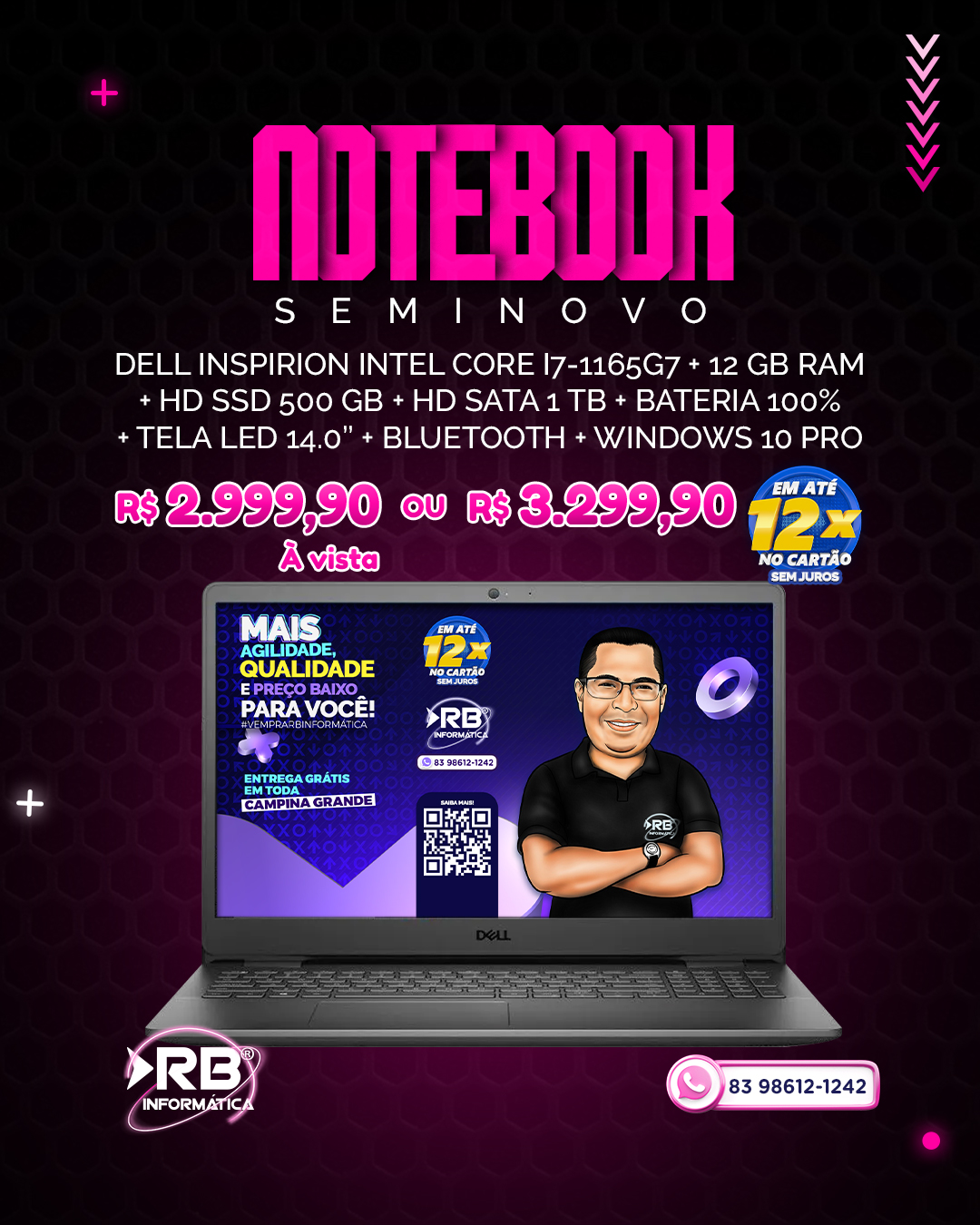 notebook SEMINOVO Dell Inspiron Intel Core i7-1165G7