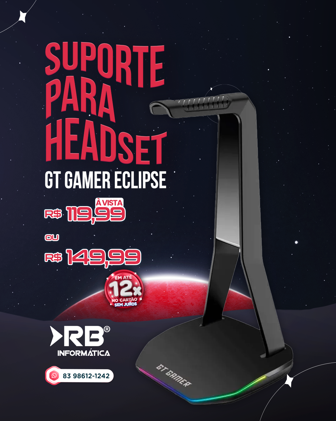 Suporte para Headset GT Gamer Eclipse