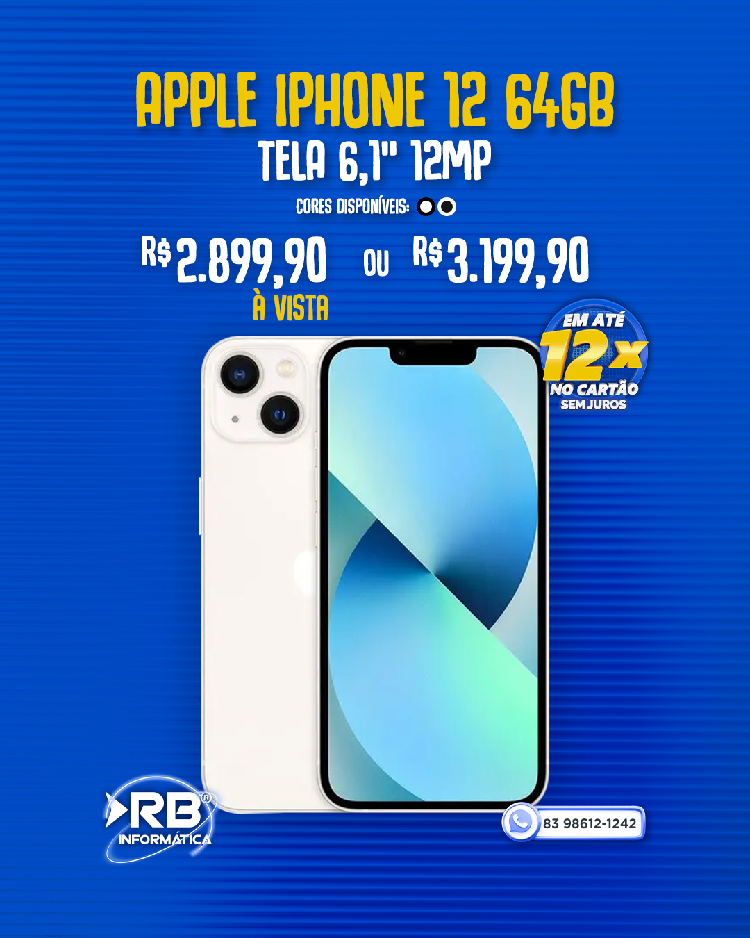 Apple iPhone 12 64GBnTela 6,1" 12MP