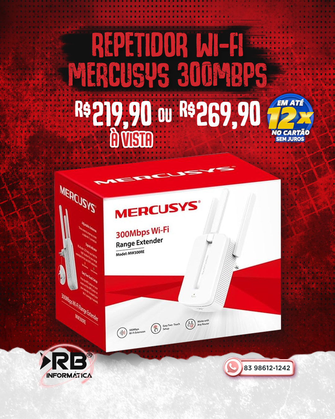 Repetidor Wi-Fi MERCUSYS 300MBPS