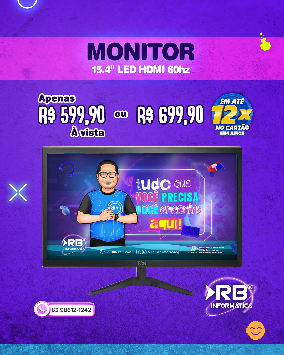 Monitor 15.4" LED HDMI 60Hz