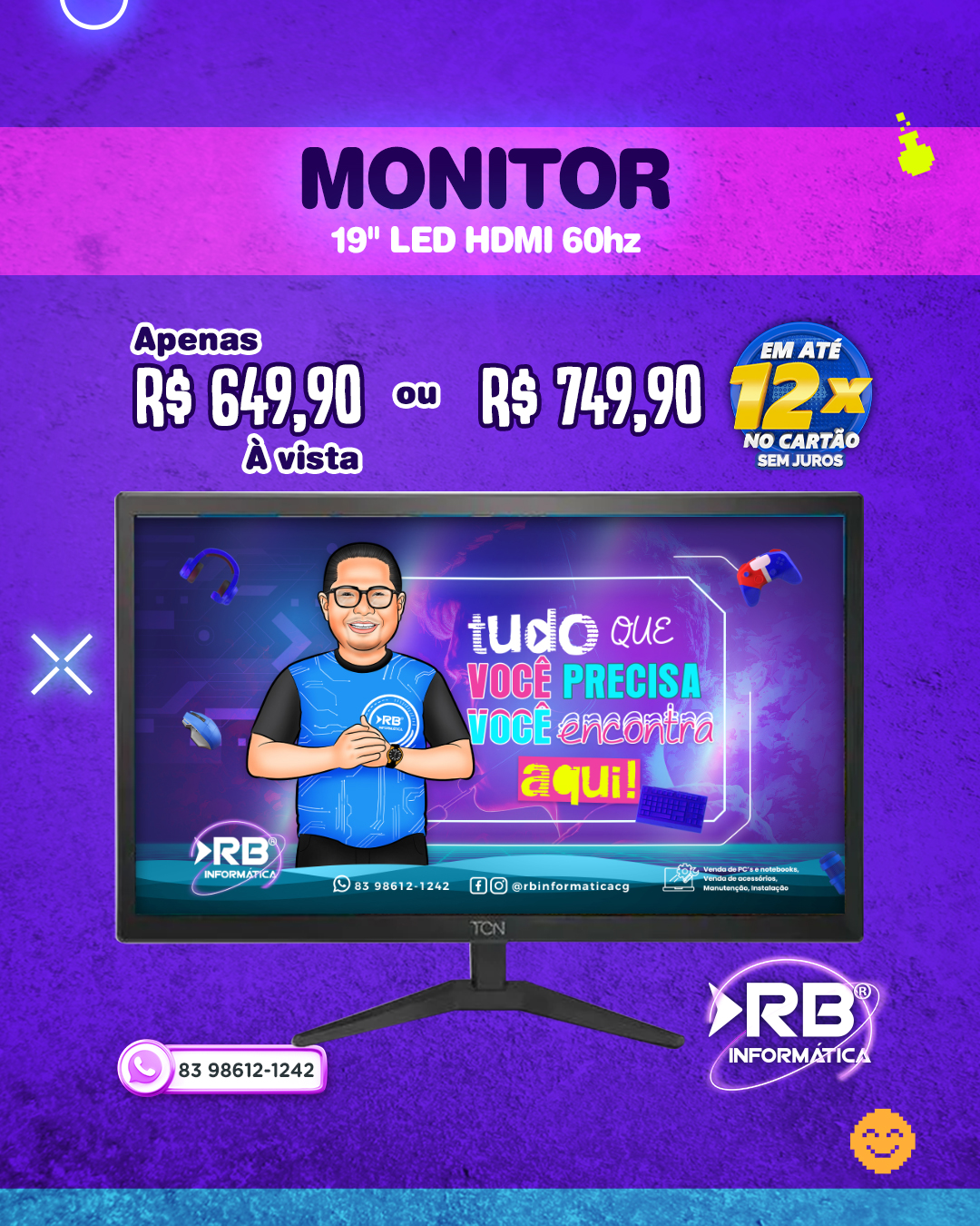 Monitor 19" LED HDMI 60Hz