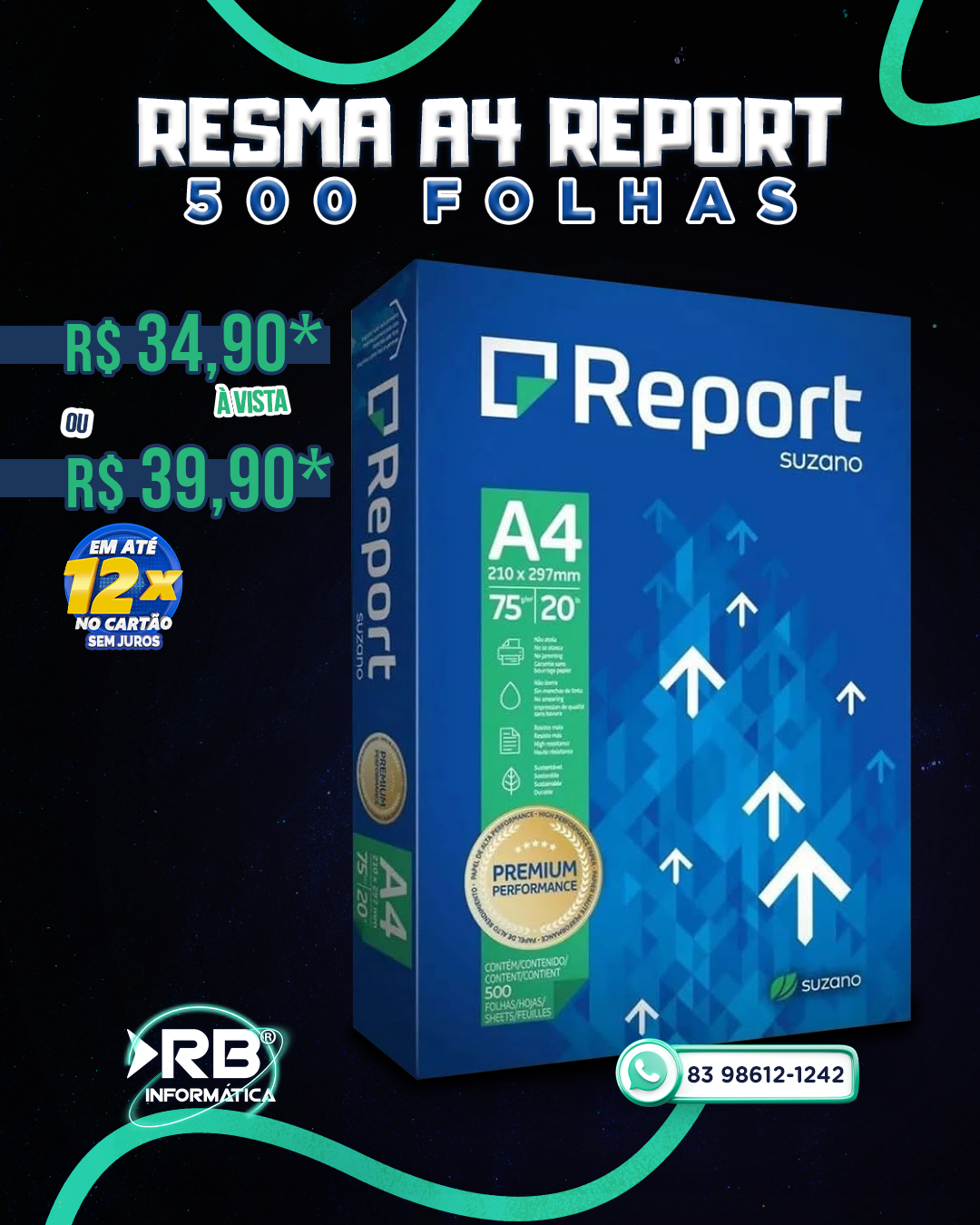 Resma A4 Report - 500 folhas