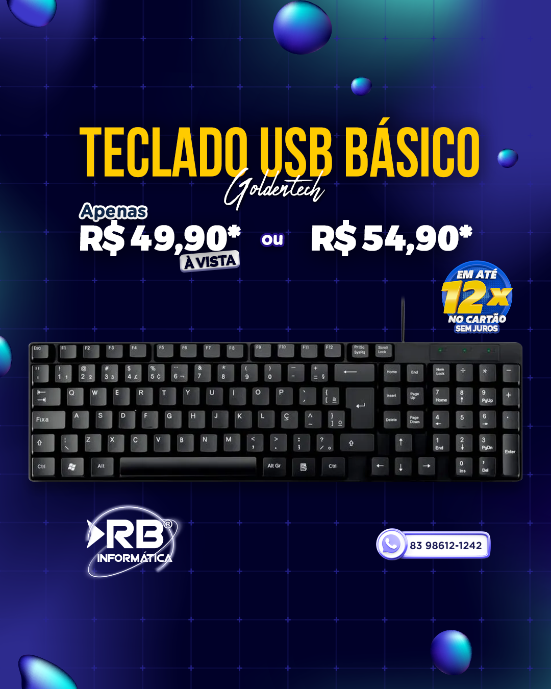 Teclado USB básico - Goldentec