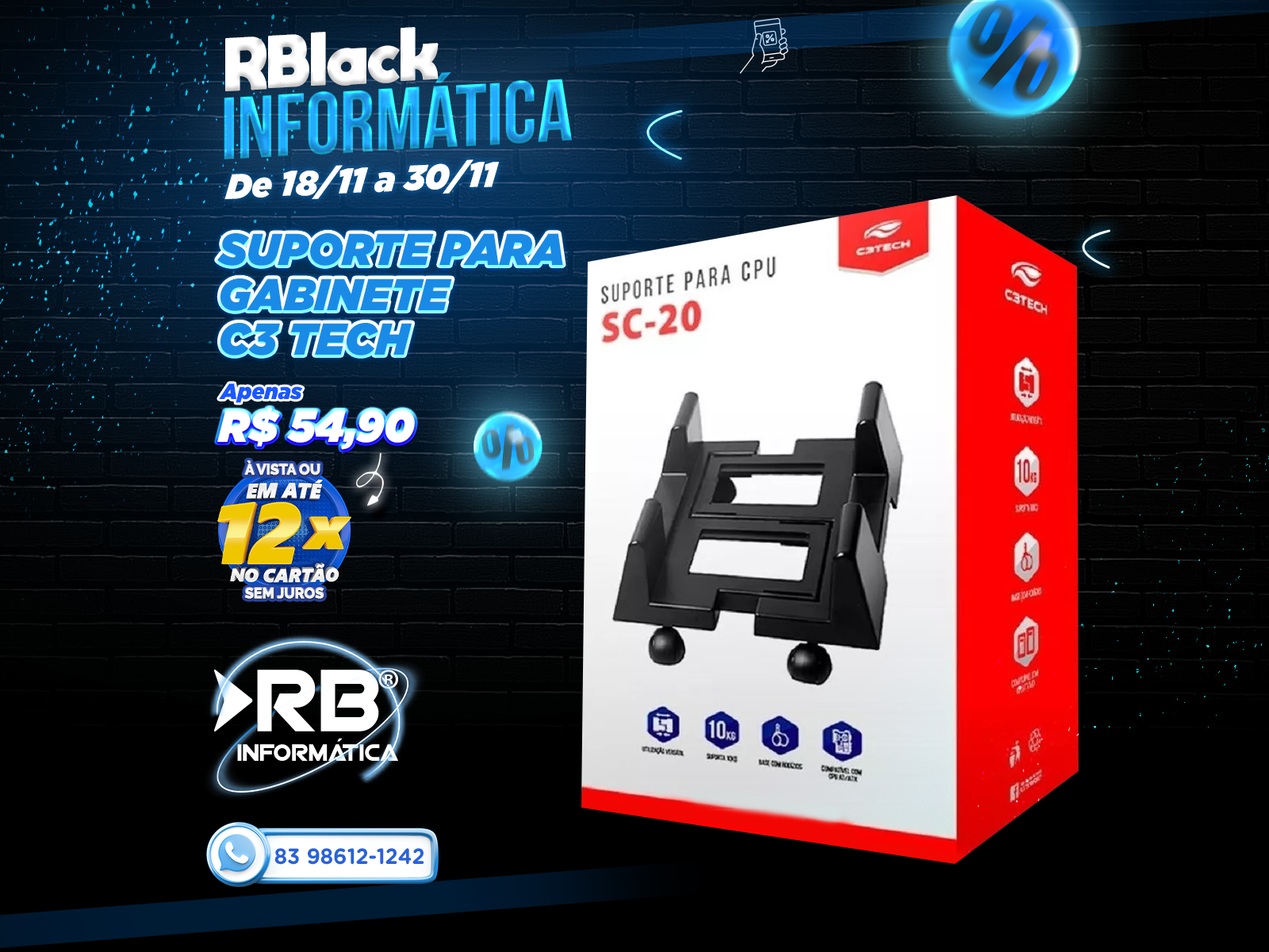 Suporte para gabinete C3 TECH