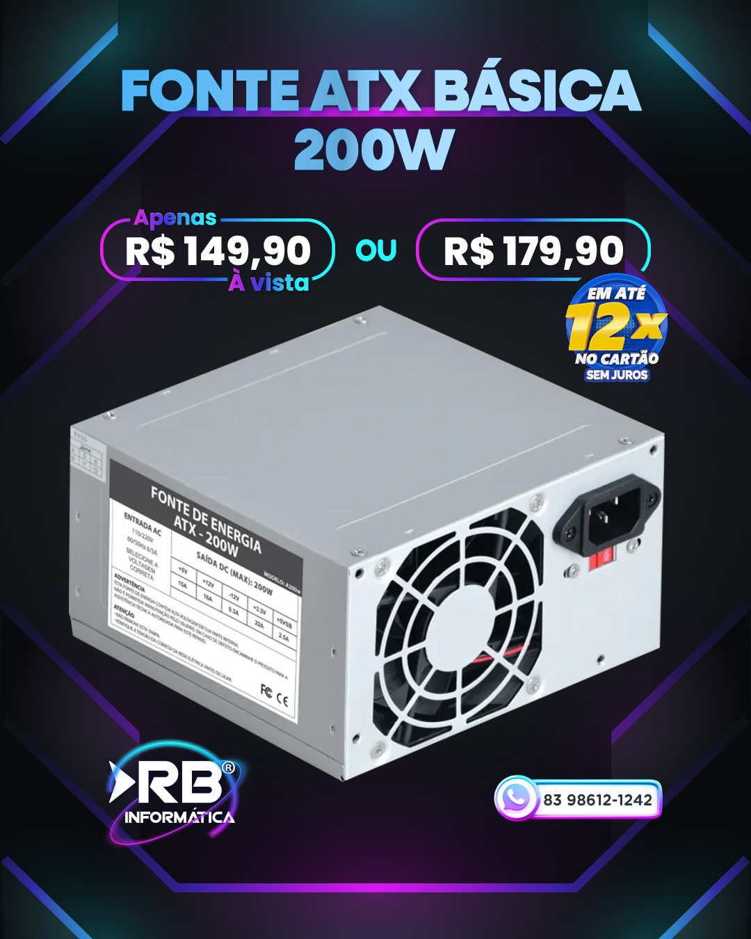 Fonte ATX Básica 200W