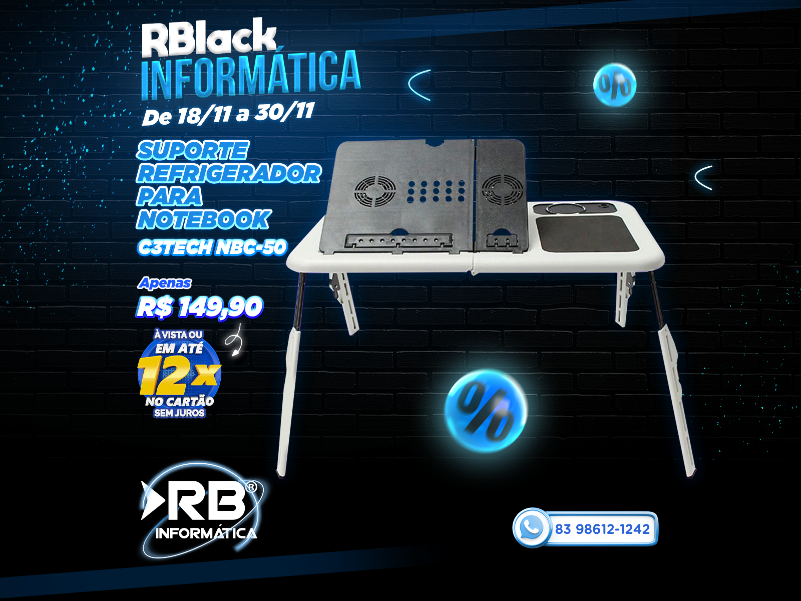 Suporte refrigerador para notebook C3TECH NBC-50