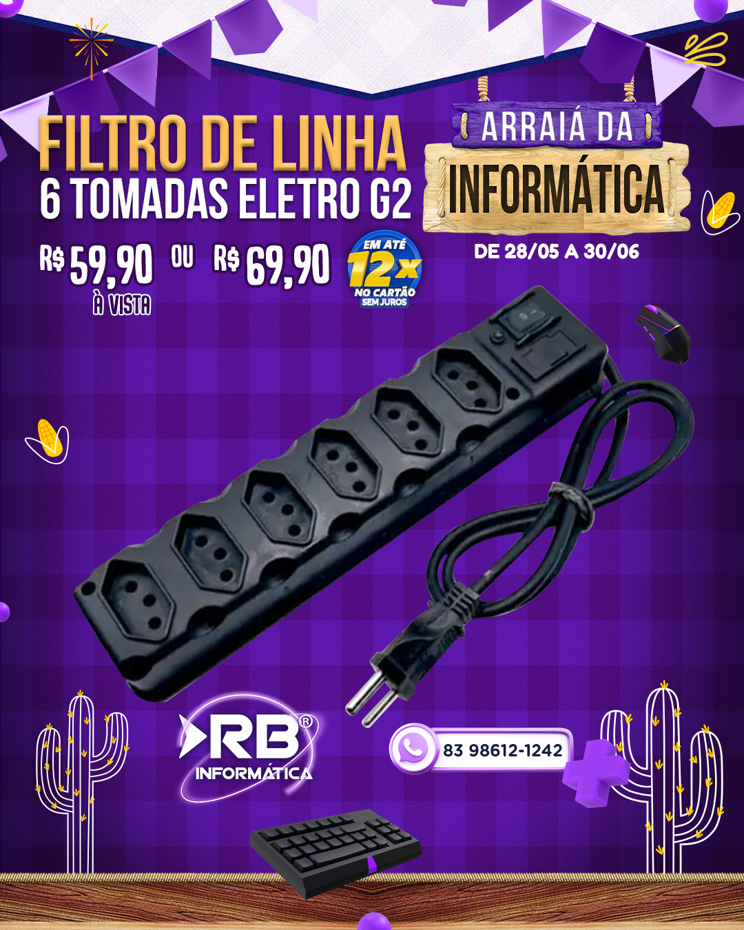 Filtro de Linha 6 Tomadas ELETRO G2