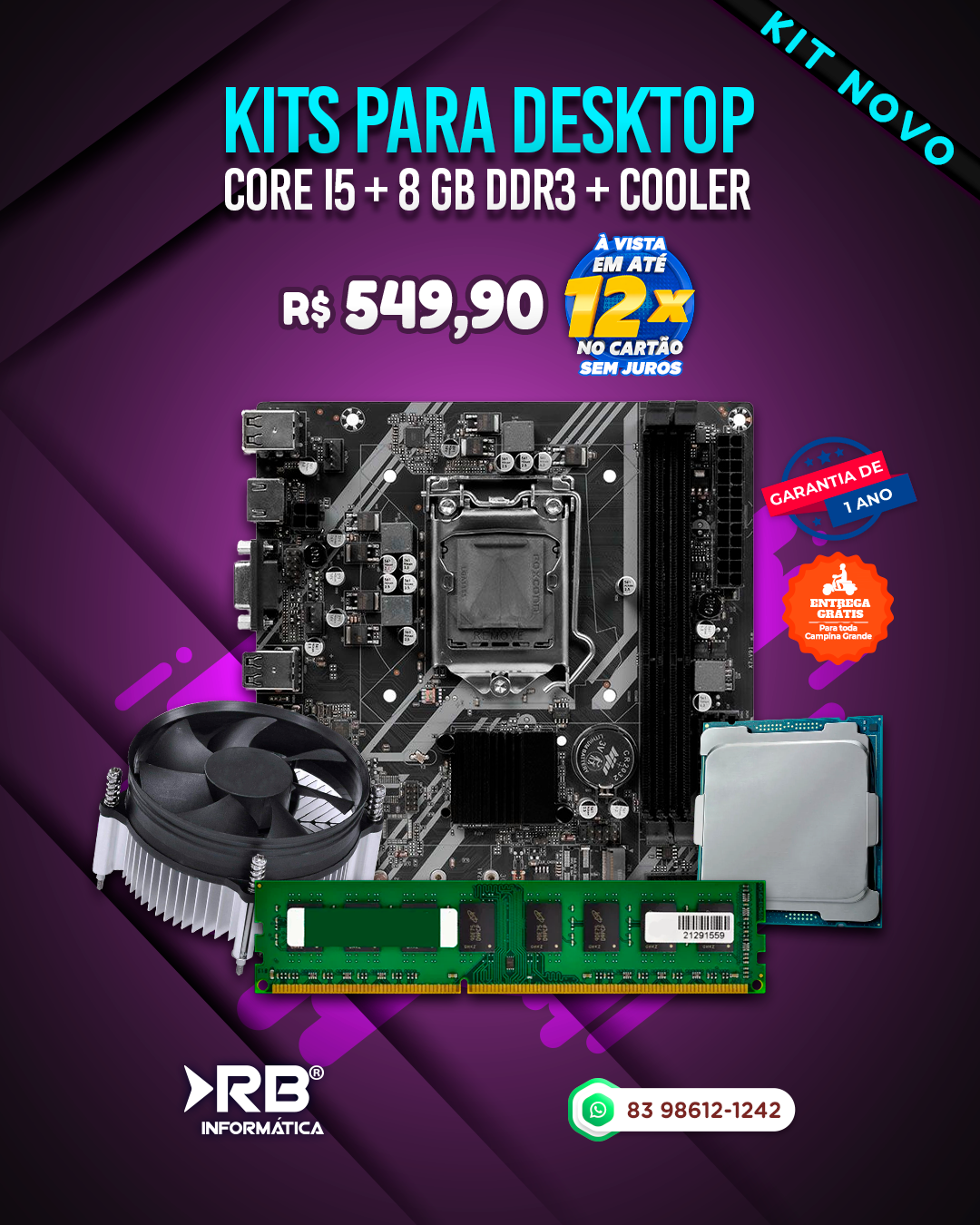 Kits para Desktop - CORE i5 + 8 GB DDR3 + COOLER