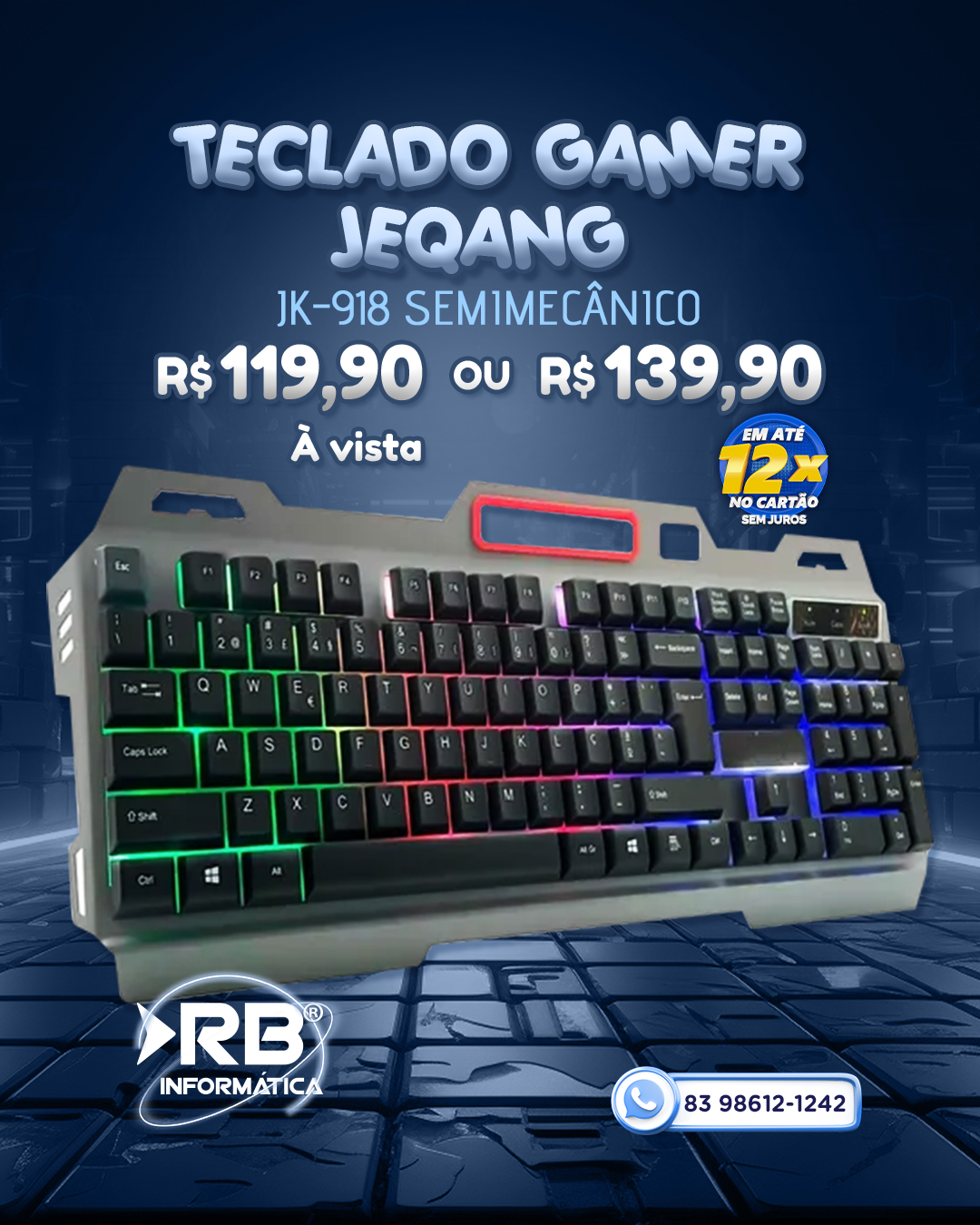 Teclado Gamer JEQANG JK-918 SemiMecânico