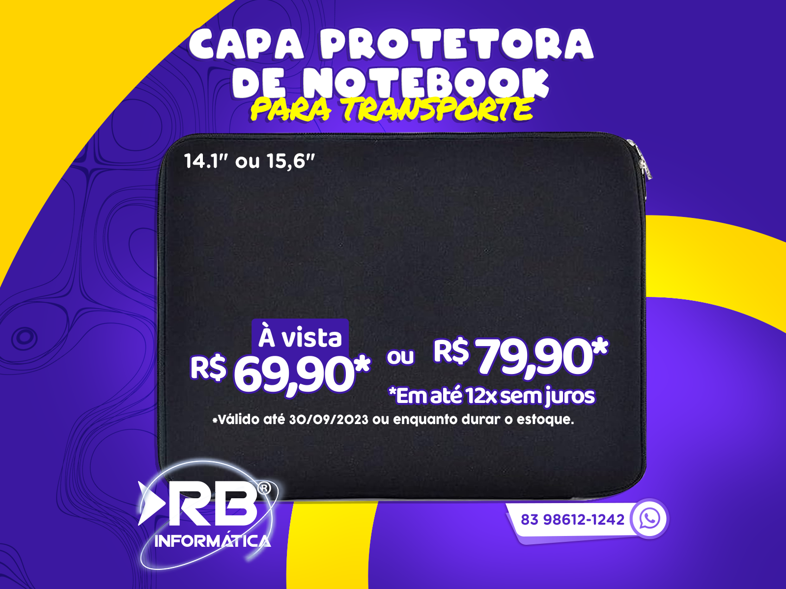 Capa protetora de notebook para transporte